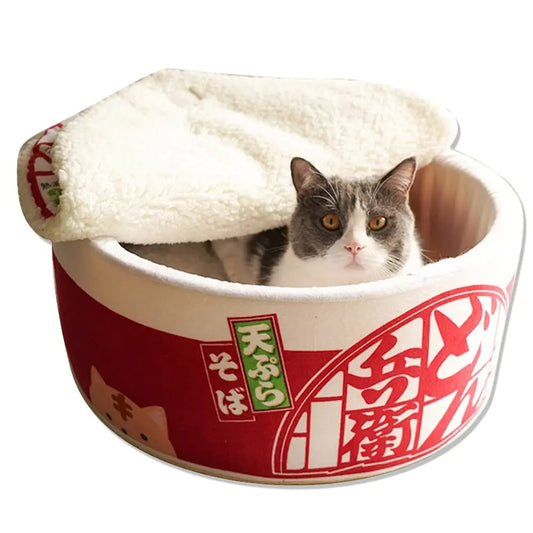 SSDHUA Cat Nest Instant Noodle Shape Cat House Cat Sofa Bed Cute and Comfortable Pet Cat House Detachable Multifunctional Soft Pet Bed Suitable for Small Cats and Dogs (SRed) 1 - King & Paws