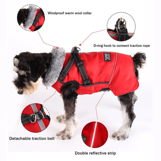 Waterproof Reflective Pet Warm Fur Collar Jacket - King & Paws