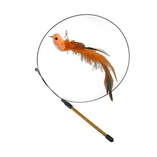 Feather Bird with Bell Cat Stick Toy - King & Paws